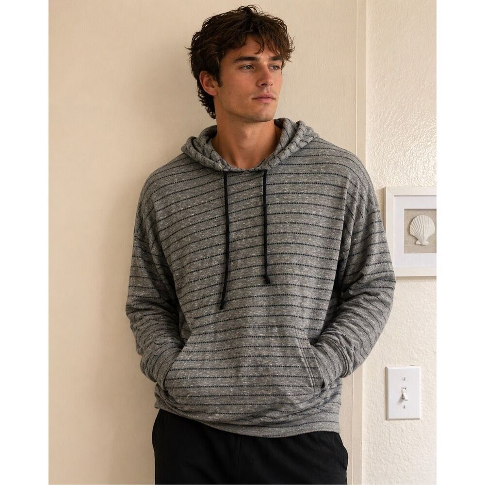 Beyond Yoga Grey Striped Unisex Sz Small Hoodie